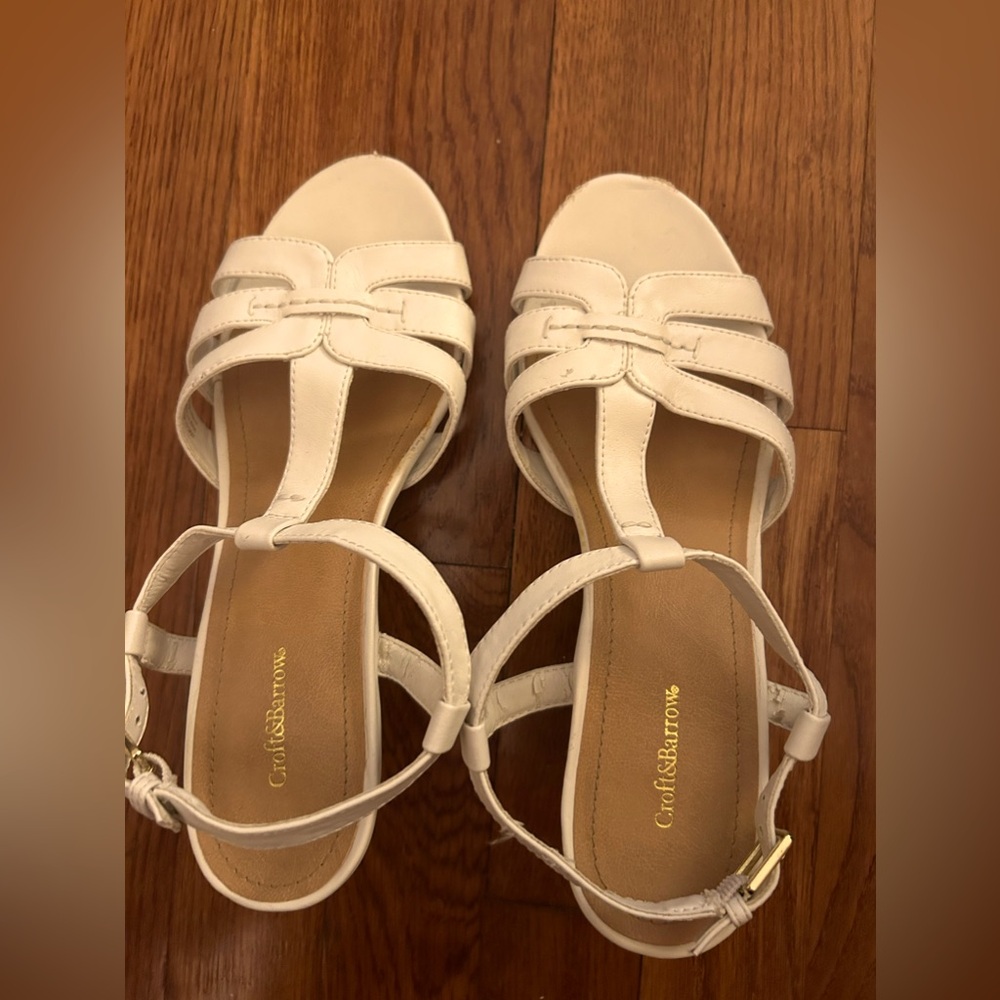 Croft & Barrow Women’s White Sz 6.5 Coquette Cottagecore Coastal Summery Sandals